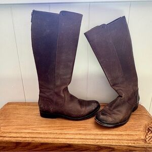 Frye Brown Leather Riding Boots Weathered Look